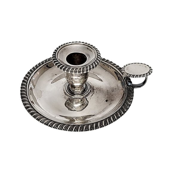 George III 19th Century Emes Barnard Sterling Silver Candle Chamberstick #11490 - Picture 1 of 10